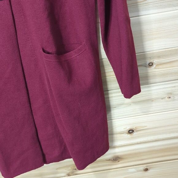 J. Crew Sweater Womens Medium Burgundy Cardigan 100% Cotton Long Length - Picture 4 of 9